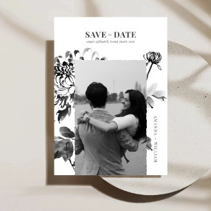 Reserve A Data Chrysanthemum Ink Art Photo Save The Date Card