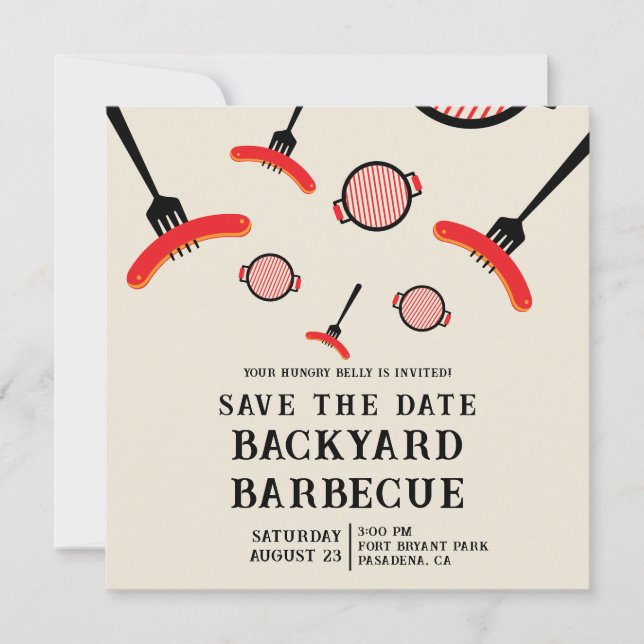 Reserve A Data CHURRASCO Salve a placa de data com o Grill & Fork (Frente)