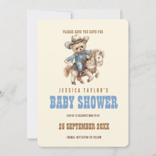 Reserve A Data Chuva de Bebê do Ursinho Teddy Caubói Salve a Data