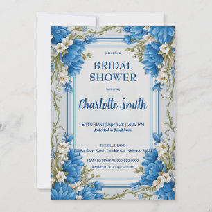 Reserve A Data Chuva de noiva floral azul antiga Chinoiserie