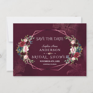 Reserve A Data Chuva de Noiva Floral Geométrica Burgundy Real
