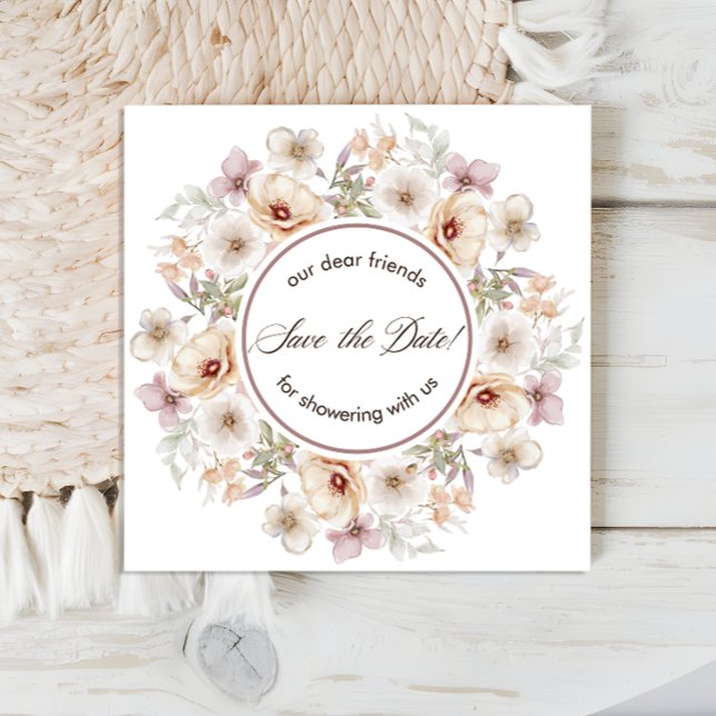 Reserve A Data Chuveiro de Noiva Aquarela Floral Chic (Chic Floral Watercolor Bridal Shower Save The Date)