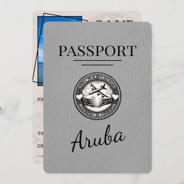 Reserve A Data Cinza Aruba Passport Salvar Data (Frente/Verso)