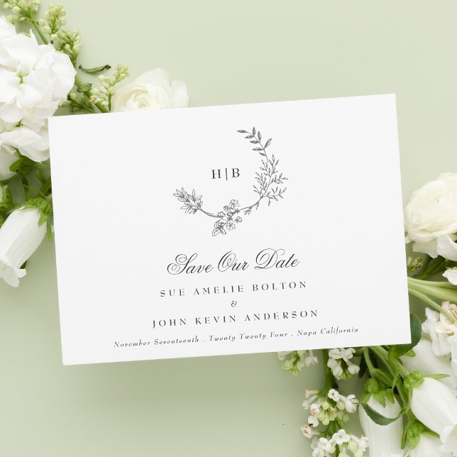 Reserve A Data Cinza Clássica CÓDIGO QR Wreath Foto de Casamento (Criador carregado)