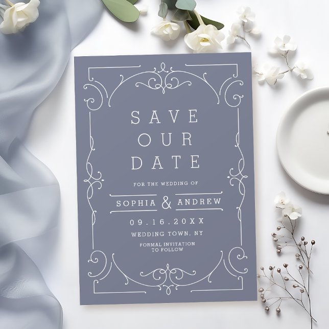 Reserve A Data Cinza elegante casamento clássico moderno salve a  (Gray elegant modern classic wedding save the date)