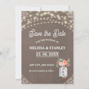 Reserve A Data Cinza Mason Jar Russo Flower String Lights
