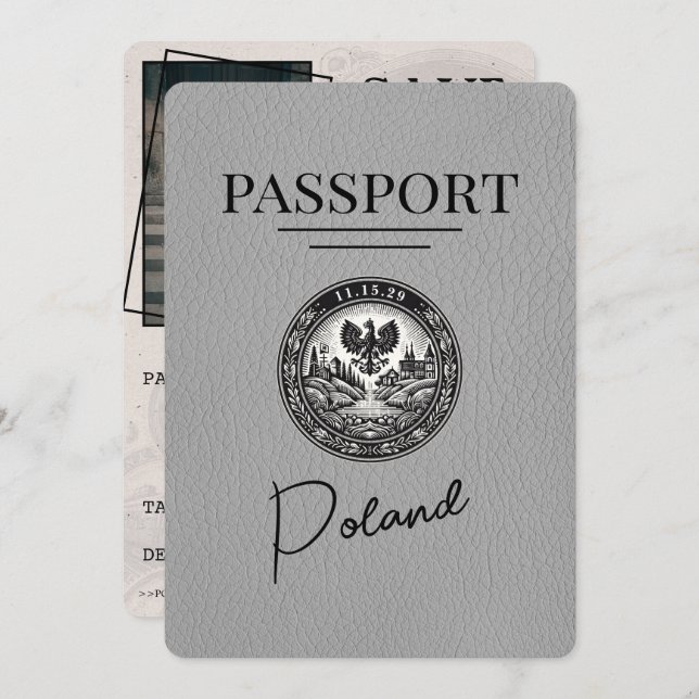 Reserve A Data Cinza Passport Salvar a Data (Frente/Verso)