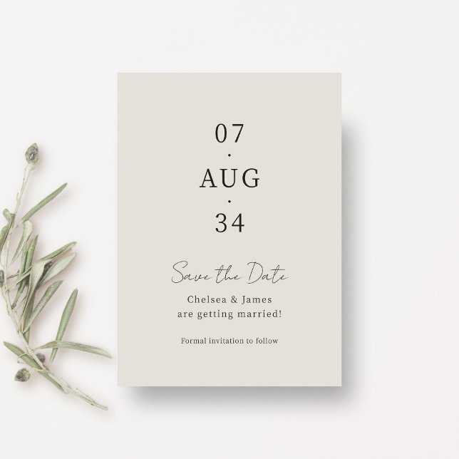 Reserve A Data Cinza Pombo | Chic Minimal Wedding Save the Date (Criador carregado)