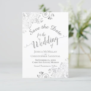 Reserve A Data Cinza Silver Elegante Rodovia Casamento Branco