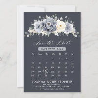 Cinza Silver Floral Floral de Inverno Calendário S
