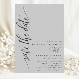 Reserve A Data Cinza Suave Simples Moderno Script Salve A Data