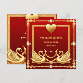 Reserve A Data Cisne Casamento Decoração Casal Ouro Vermelho 💍