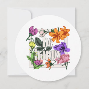 Reserve A Data Citação positiva Ser Feliz e flores de jardim