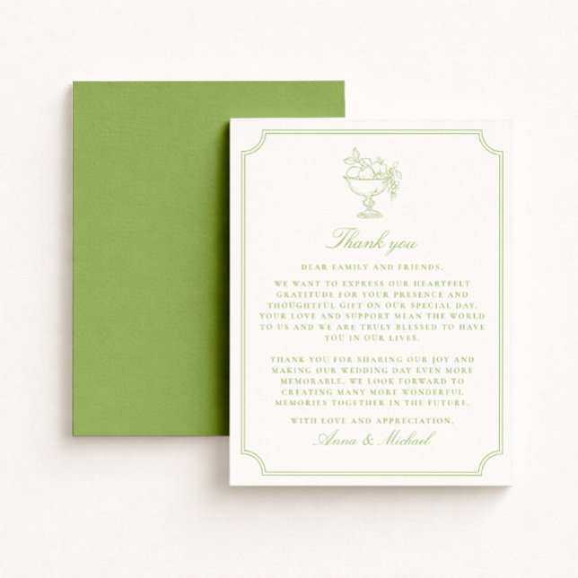 Reserve A Data Citrus Green Double Frame  Wedding Thank You card (Criador carregado)