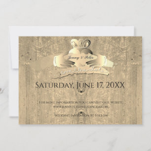 Reserve A Data Claddagh Ring Flat Antigo Dourado Salve A Placa Da
