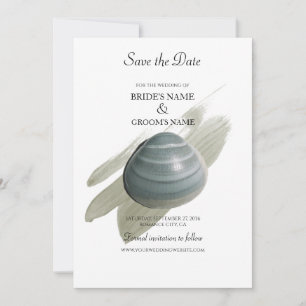 Reserve A Data Clam Watercolor Traço Casamento Salva A Data