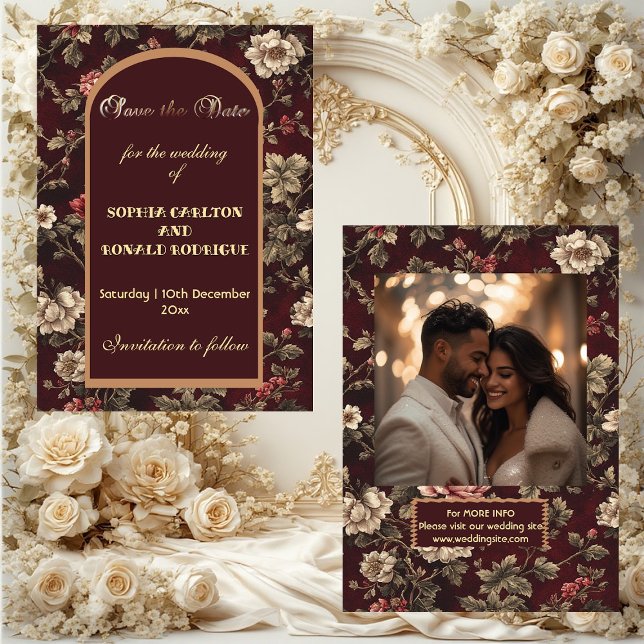 Reserve A Data Classic Christmas Chinoiserie Romantic Wedding  (Classic Christmas Chinoiserie Romantic Wedding Save The Date)