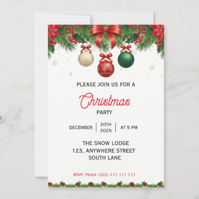 Reserve A Data Classic Christmas  Holiday Party Invitation (Frente)