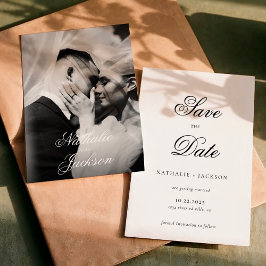 Reserve A Data Classic Elegant Script Photo Wedding Save the Date