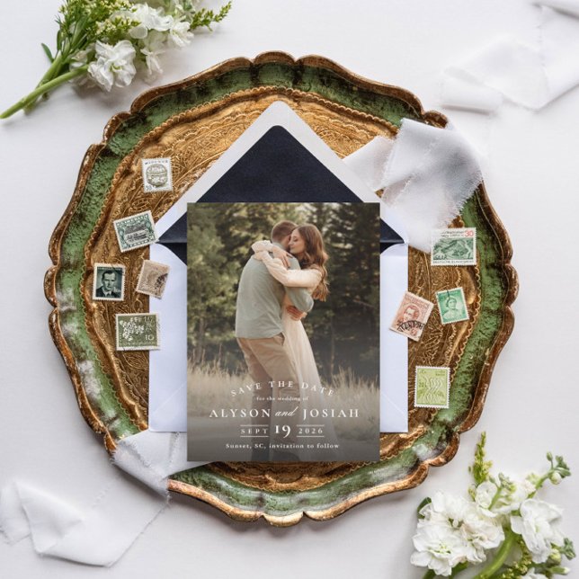 Reserve A Data Classic Elegant Wedding Photo (Criador carregado)