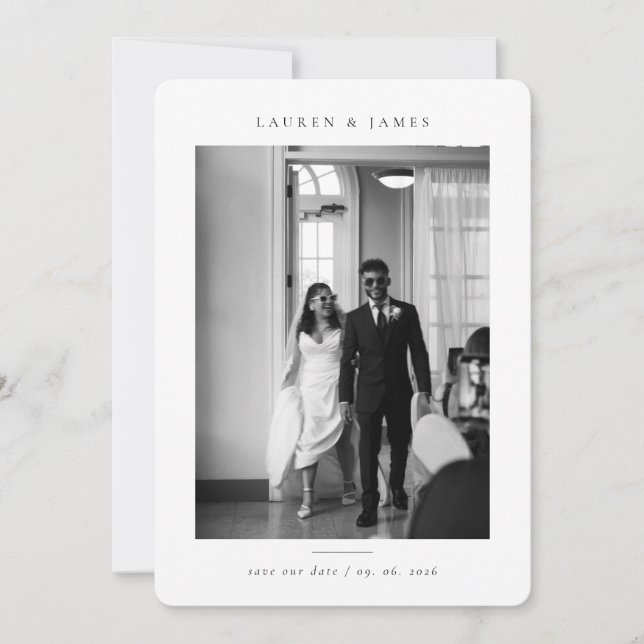 Reserve A Data Classic Formal Wedding Photo Save the Date (Frente)
