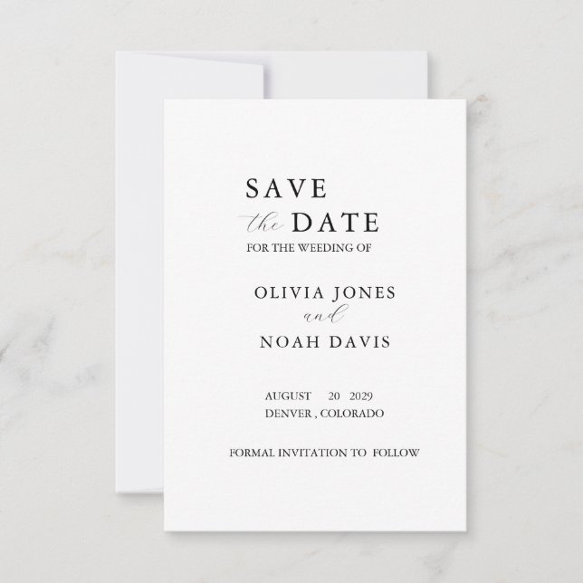 RESERVE A DATA CLASSIC MINIMALIST ELEGANT SAVE THE DATE (Frente)