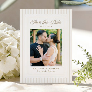 Reserve A Data Classic Neutral Stripes Photo Wedding