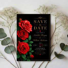 Reserve A Data Classic Red Rose Elegant Black and Gold Floral