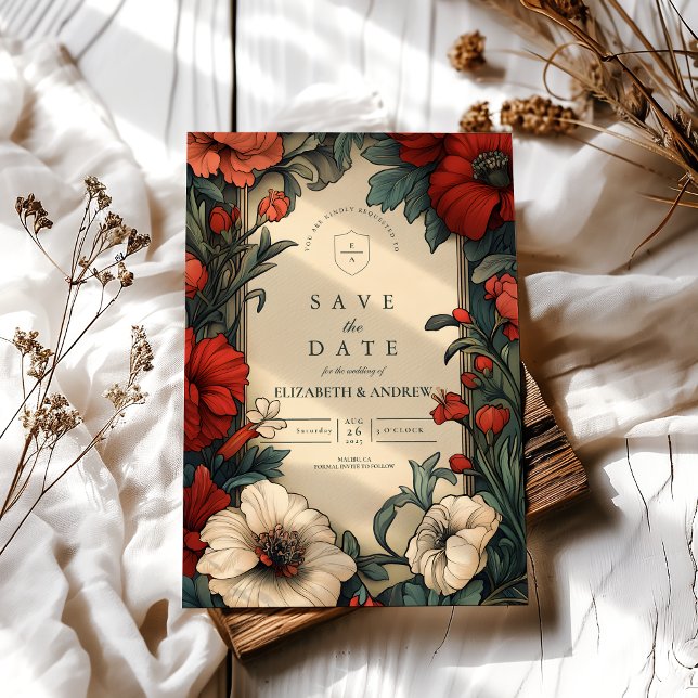 Reserve A Data Clássica Arte Nouveau de Casamento Floral (Criador carregado)