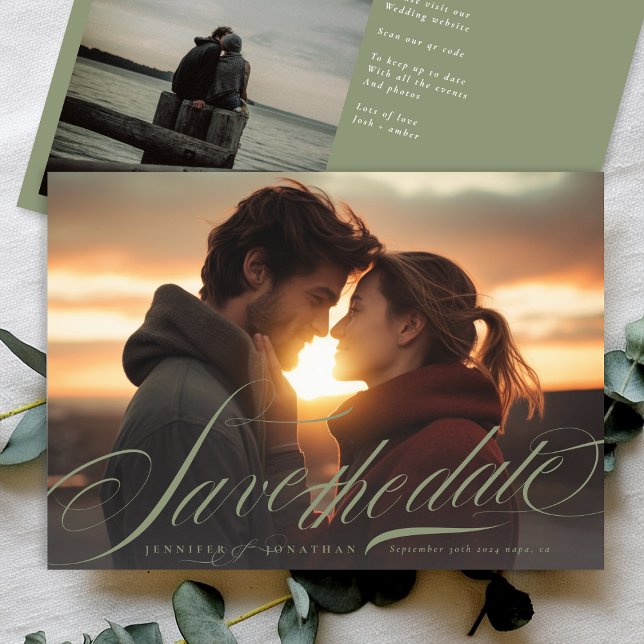 Reserve A Data Clássica Caligrafia Verde Clássica Código QR Dois  (Criador carregado)