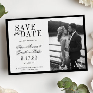 Reserve A Data Clássico casamento foto preto e branco vintage