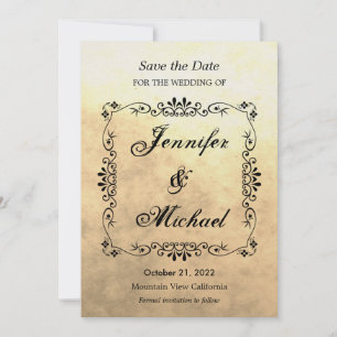 Reserve A Data Clássico Casamento Sepia Vintage Save the Date