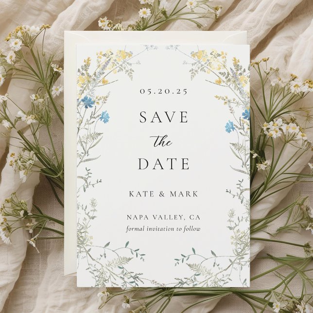 Reserve A Data Clássico Elegante Flor de Campo Casamento Salve a  (Criador carregado)