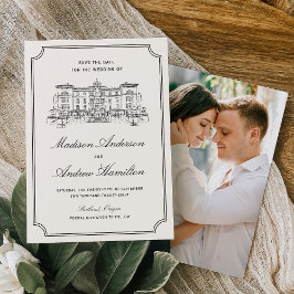 Reserve A Data Clássico Foto de Ilustração de Casamento em Mansão