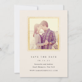Reserve A Data Classico Save The Date de Foto em Dourado e Marfim