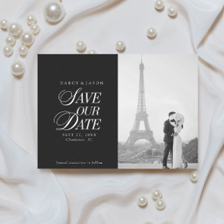 Reserve A Data Classy Black and White Elegant Save the Date Card