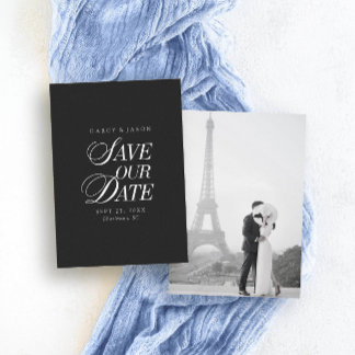 Reserve A Data Classy Black and White Elegant Save the Date Card