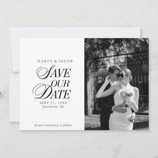 Reserve A Data Classy Black and White Elegant Save the Date Card