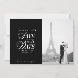 Reserve A Data Classy Black and White Elegant Save the Date Card