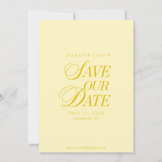 Reserve A Data Classy Butter Yellow Elegant Save the Date Card