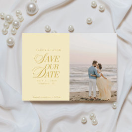 Reserve A Data Classy Butter Yellow Elegant Save the Date Card