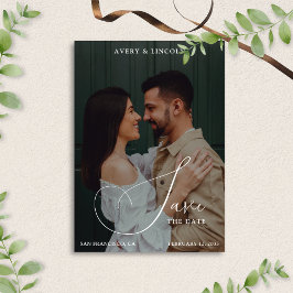 Reserve A Data Classy Elegant Black & White Photo Script Wedding