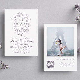 Reserve A Data Classy French Lavender Floral Crest Wedding Photo