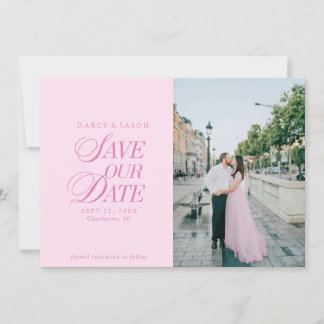 Reserve A Data Classy Pastel Pink Elegant Save the Date Card