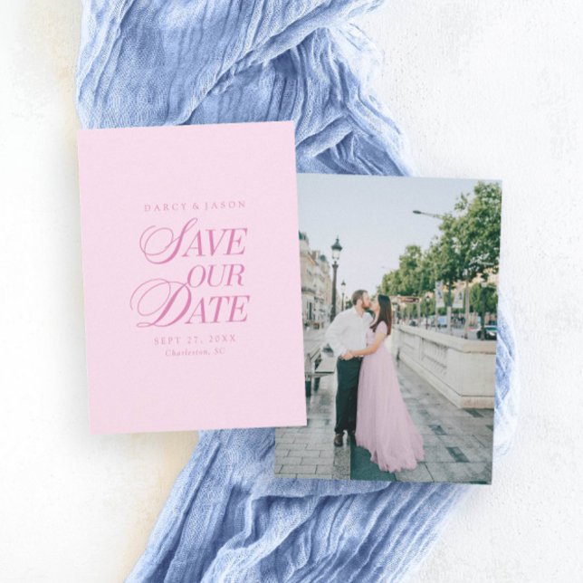 Reserve A Data Classy Pastel Pink Elegant Save the Date Card (Classy Pastel Pink Elegant Save the Date Card)