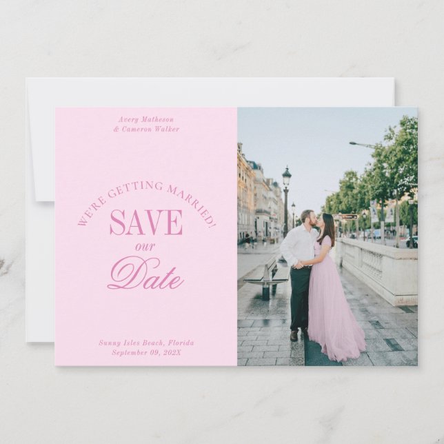 Reserve A Data Classy Pastel Pink Elegant Save the Date Card (Frente)