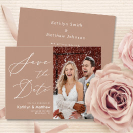 Reserve A Data Clay Elegant Script Modern Foto Simples Casamento