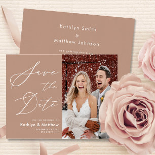 Reserve A Data Clay Elegant Script Modern Foto Simples Casamento