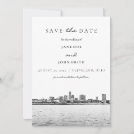 Reserve A Data Cleveland Skyline flat Salvar a placa de data