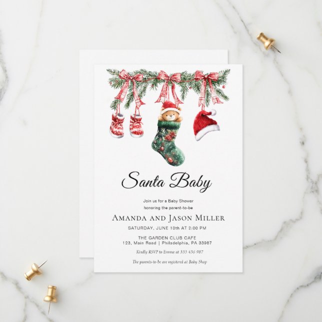 Reserve A Data Clothesline Santa Baby Winter Shower (Frente/Verso In Situ)